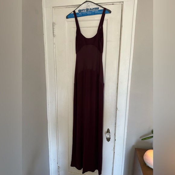 HELSA Sheer Knit Curve Maxi Dress in Merlot - Picture 5 of 6